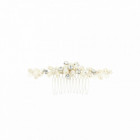 Peigne barrette mariage argenté avec perles et cristaux