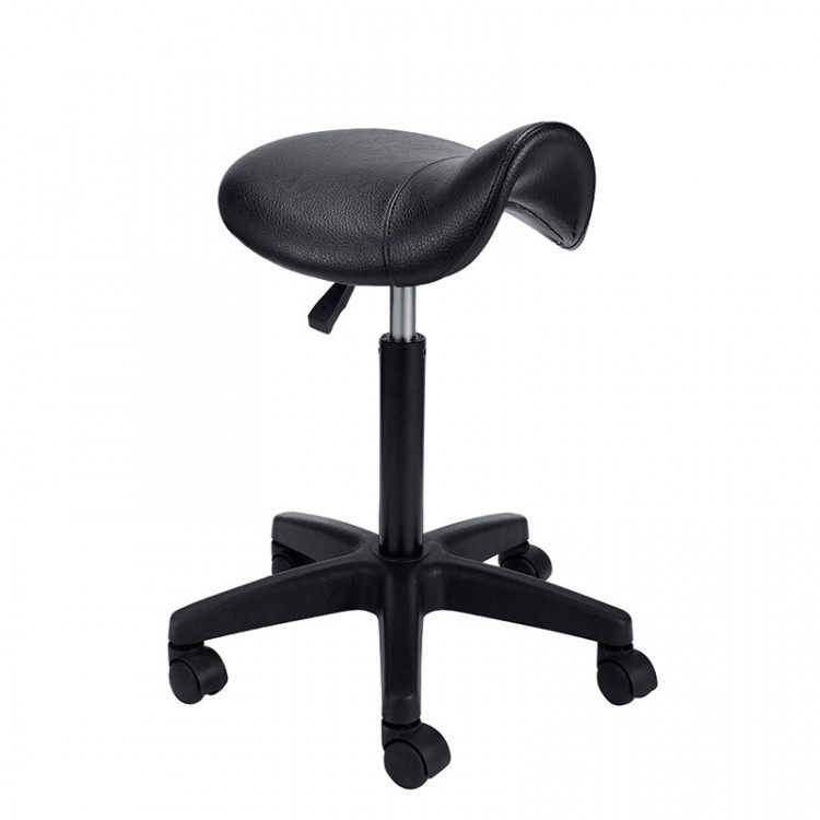 Tabouret de coupe noir Pégase avec assise selle ergonomique