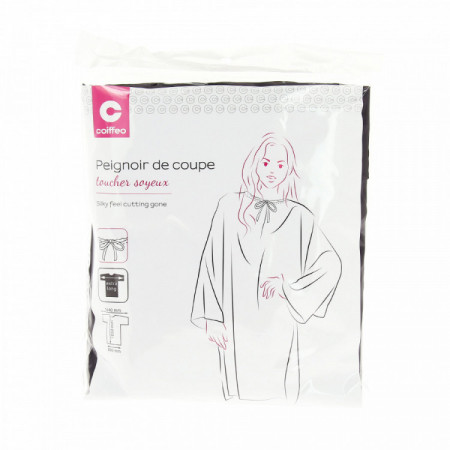 Peignoir impermeable noir toucher soyeux avec liens TU