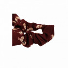 Chouchou foulard motif feuilles Bordeau