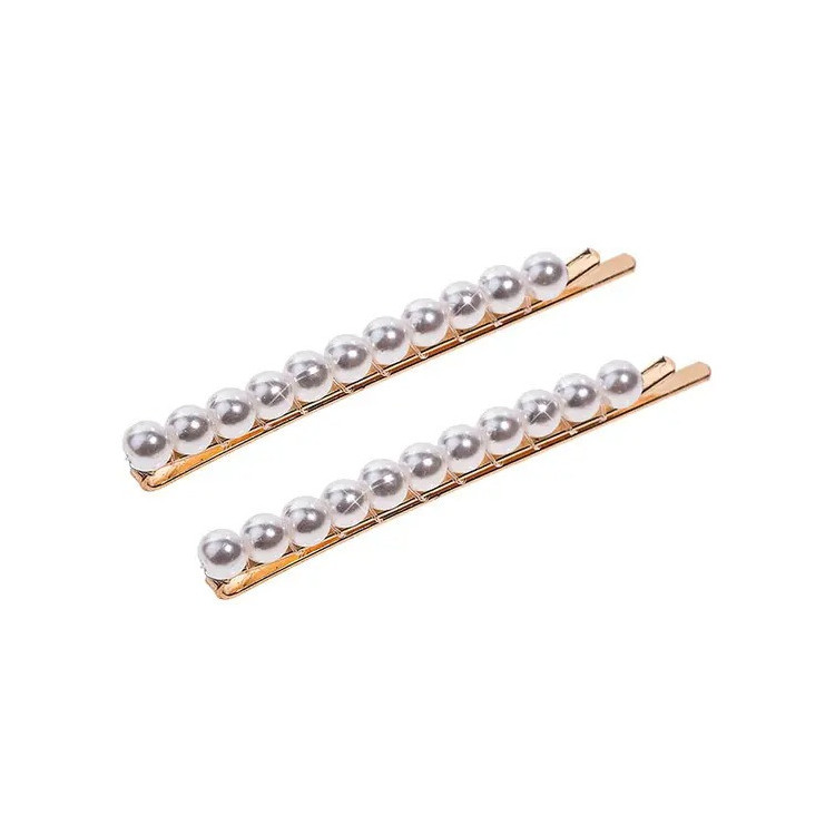 Lot de 2 pinces-guiches de 11 perles Blanche