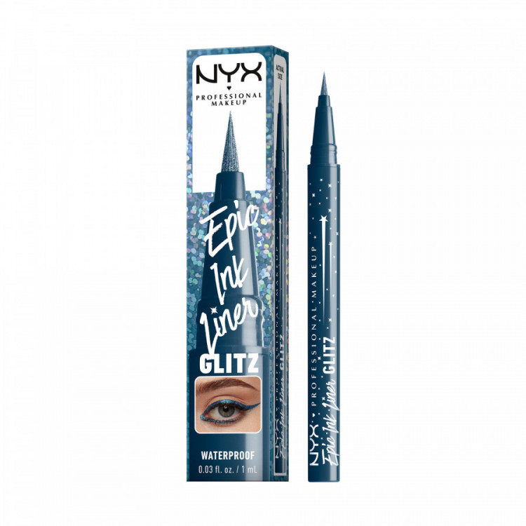 Eyeliner EPIC INK GLITZ Denim Dazzle - précision, éclat bleu métallique