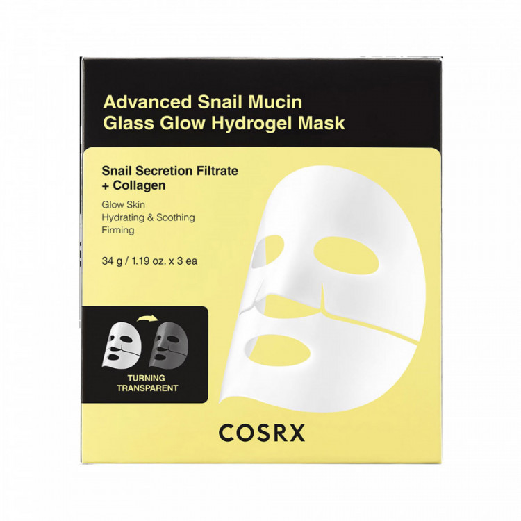 Masque hydrogel Advanced Snail Mucin Glass Glow - hydratation, éclat, apaisement