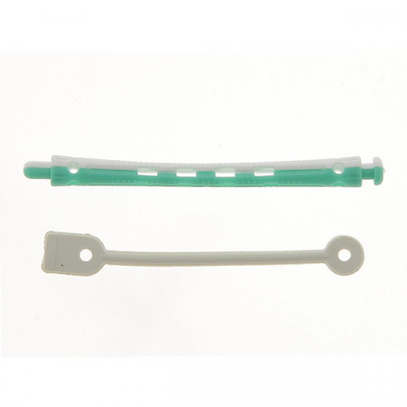 Bigoudis permanente longs 91x6mm x12 Vert & Blanc