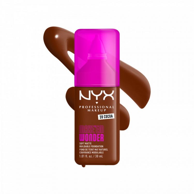 Fond de teint mat naturel couvrance modulable Make'em Wonder - 39 Cocoa