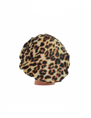 Bonnet de Nuit Satin Léopard Beige