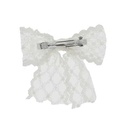 Barette cheveux avec noeud blanc