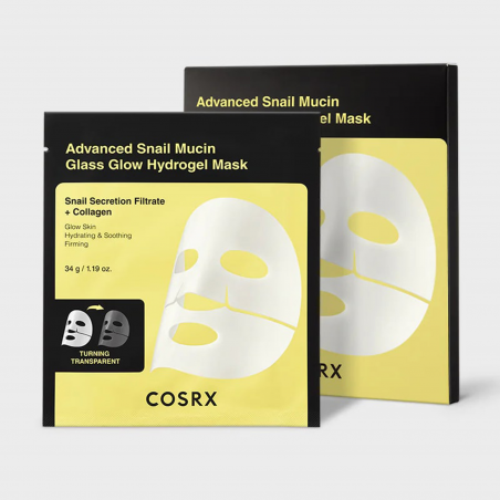 Masque hydrogel Advanced Snail Mucin Glass Glow - hydratation, éclat, apaisement
