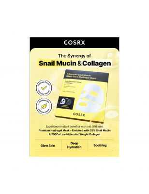 Masque hydrogel Advanced Snail Mucin Glass Glow - hydratation, éclat, apaisement Masque hydrogel Advanced Snail Mucin Glass Glow - hydratation, éclat, apaisement