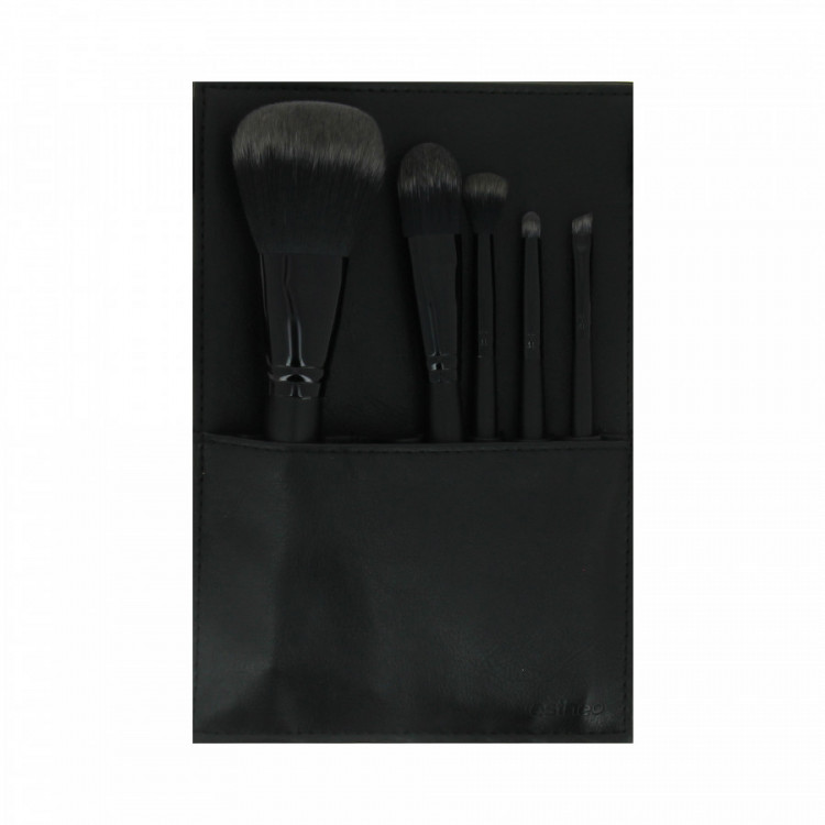 Set 5 pinceaux maquillage + trousse 15x21,7cm