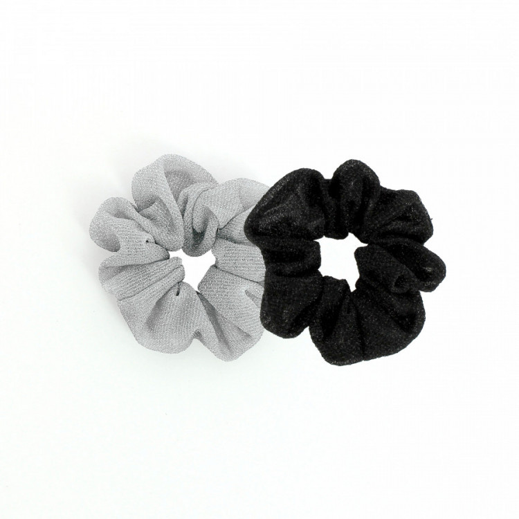 Set de 2 Chouchous Glitter Noir et Argent