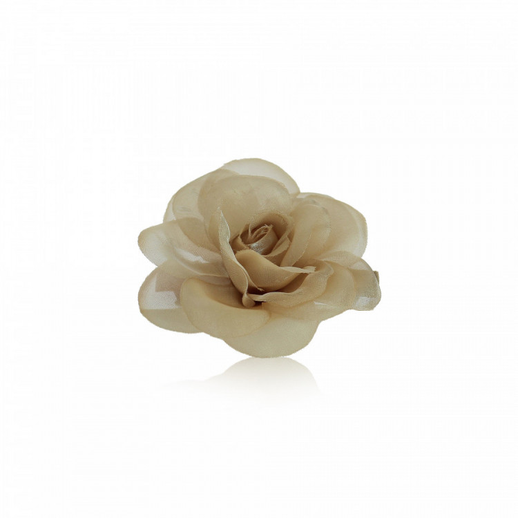 Barrette avec fleur beige en tulle