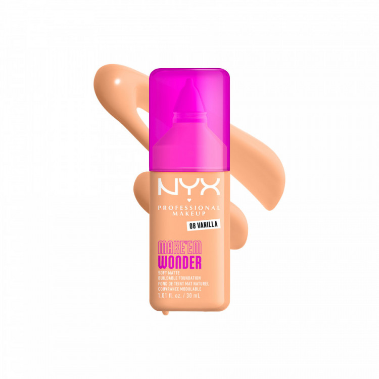 Fond de teint mat naturel couvrance modulable Make'em Wonder - 08 Vanilla
