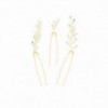 Lot de 3 épingles à chignon dorées avec cristaux