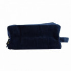 Trousse velours côtelé rectangulaire avec poignée Bleue