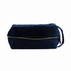 Trousse velours côtelé rectangulaire avec poignée Bleue