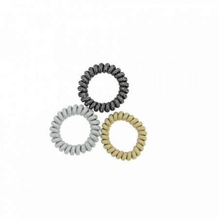 Set de 3 Élastiques Glitter Gold, Silver, Black