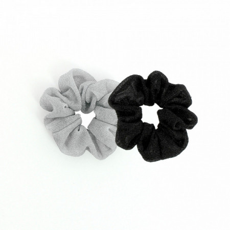 Set de 2 Chouchous Glitter Noir et Argent