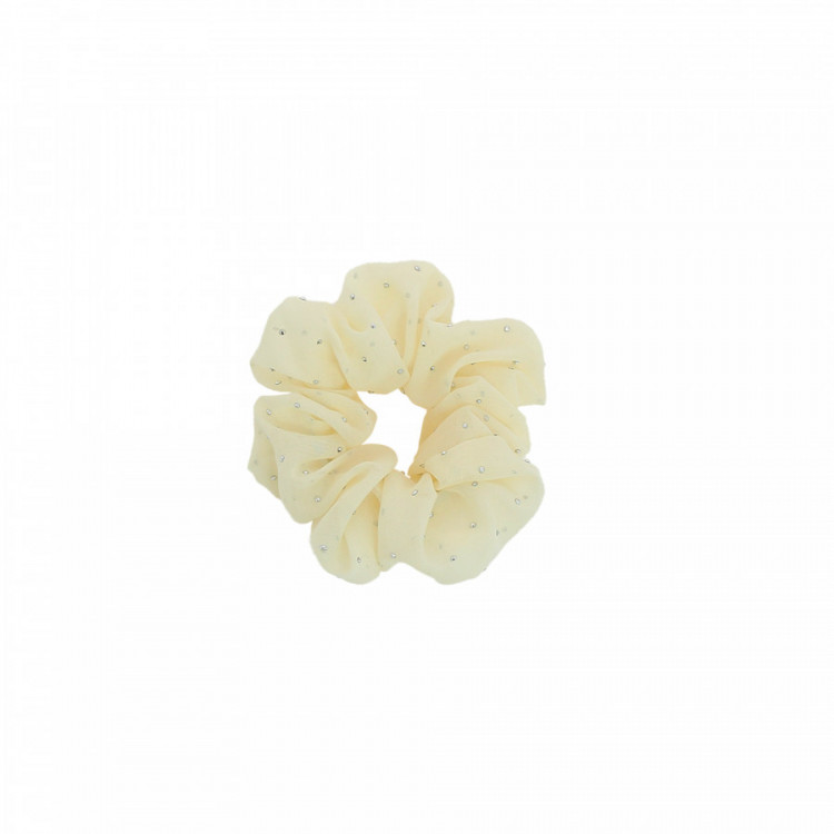 Chouchou Beige Studs Strass Argent