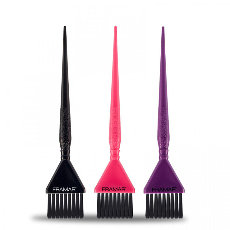 Lot de 3 pinceaux de coloration Noir Violet & Rose