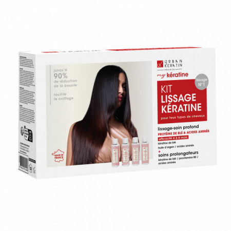 Kit lissage kératine - réduction de volume, brillance, réparation