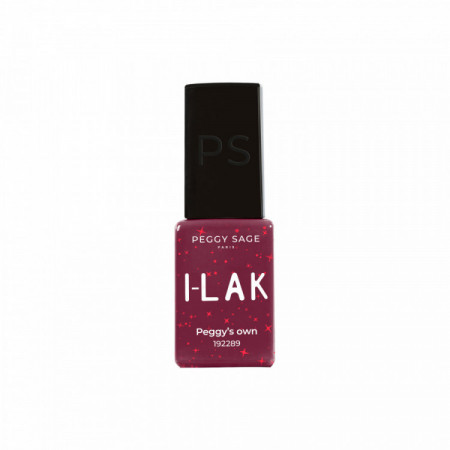 Vernis semi-permanent I-LAK Peggy's Own - rouge pailleté, brillance extrême