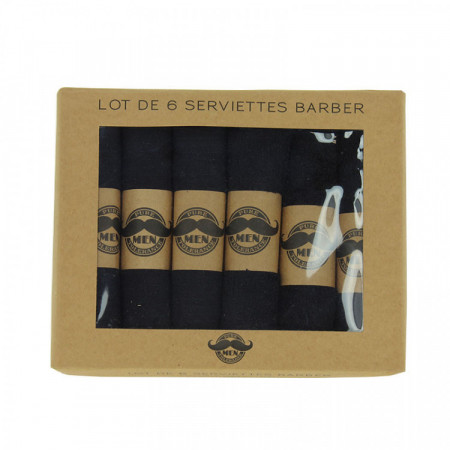 Lot de 6 serviettes en coton barber Noire